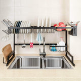 Best seller  ipegtop over the sink stainless steel dish drying rack large dish drainers for kitchen double sink dishes utensils glasses draining shelf storage counter organizer cutlery holder black