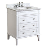 Online shopping kitchen bath collection kbc l30wtcarr eleanor bathroom vanity with marble countertop cabinet with soft close function undermount ceramic sink 30 carrara white