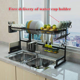 Get dish drainer rack holder black stainless steel kitchen rack sink sink dish rack drain bowl rack dish rack kitchen supplies storage rack 95cm