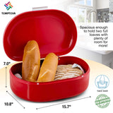 Organize with bread box red carbon steel large capacity sturdy metal food storage containers and bread boxes for kitchen counters retro countertop breadbox for loaves 15 7 x 10 8 x 7 inches
