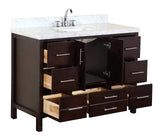 Purchase kitchen bath collection kbc039brcarr california bathroom vanity with marble countertop cabinet with soft close function and undermount ceramic sink carrara chocolate 48