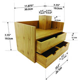 Heavy duty sherwood co 3 tier bamboo desk organizer with drawers perfect for desk office supplies vanity kitchen and home or office tabletop with bonus pen pencil holder