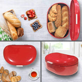 New bread box red carbon steel large capacity sturdy metal food storage containers and bread boxes for kitchen counters retro countertop breadbox for loaves 15 7 x 10 8 x 7 inches