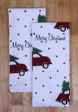 Selection set of apron oven mitt pot holder pair of kitchen towels in a unique merry christmas design made of 100 cotton eco friendly safe value pack and ideal gift set kitchen linen set by casa decors